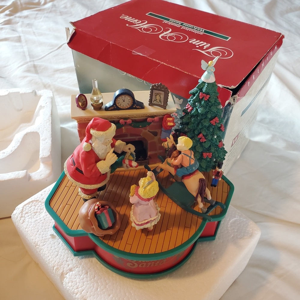 Trim A Home Welcome Santa Musical Animated Lighted Christmas Diorama Vintage